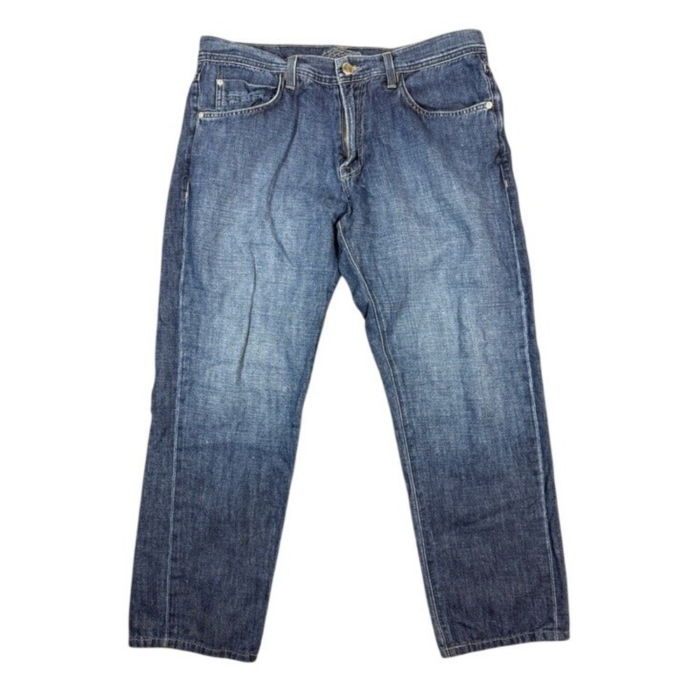 Agave Denim Pragmatist Classic Straight Leg Jeans‎ Blue Cotton Linen Mens 36x27